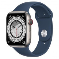 Apple Watch Series 7 LTE 45мм Silver Titanium Case w. Abyss Blue Sport Band (ML8W3+MKUWA3)