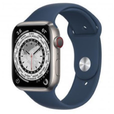 Apple Watch Series 7 LTE 45мм Silver Titanium Case w. Abyss Blue Sport Band (ML8W3+MKUWA3)