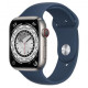 Apple Watch Series 7 LTE 45mm Silver Titanium Case w. Abyss Blue Sport Band (ML8W3+MKUWA3)