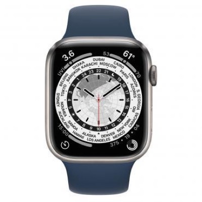 Apple Watch Series 7 LTE 45mm Silver Titanium Case w. Abyss Blue Sport Band (ML8W3+MKUWA3)