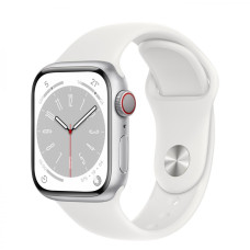 Apple Watch Series 8 GPS + Cellular 45mm Silver Aluminum Case with White S. Band S/M (MP4Q3)