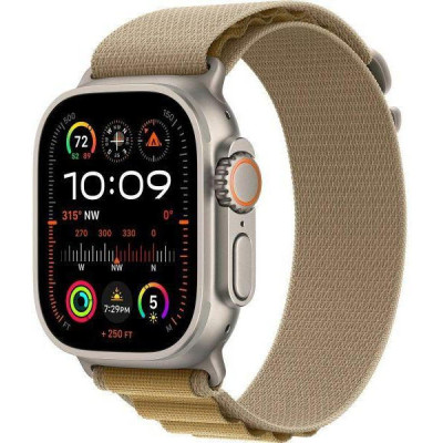 Apple Watch Ultra 2 GPS + Cellular 49mm Natural Titan. Case w. Tan Alpine Loop - Small (MX4E3)