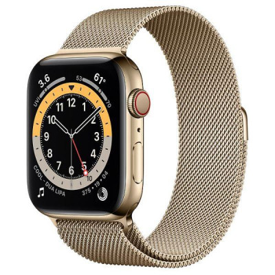 Apple Watch Series 6 GPS + Cellular 44mm Gold Stainless Steel Case w. Gold Milanese L. (M07P3)