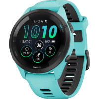 Garmin Forerunner 265 Black Bezel with Aqua Case and Aqua/Black Silicone Band (010-02810-52)