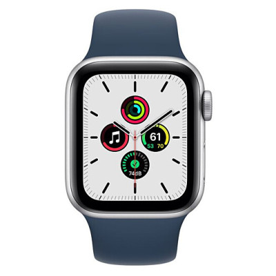 Apple Watch SE GPS 40mm Silver Aluminium Case with Abyss Blue Sport Band MTNY3 US
