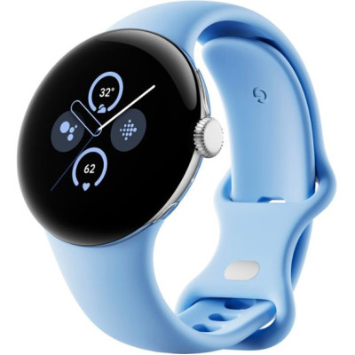 Google Pixel Watch 2 Polished Silver Aluminum Case / Bay Active Band