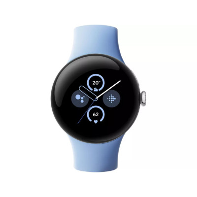 Google Pixel Watch 2 Polished Silver Aluminum Case / Bay Active Band