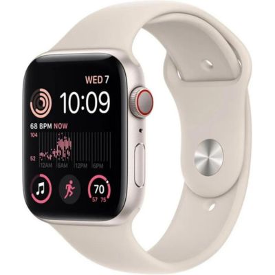 Apple Watch SE 2 GPS + Cellular 44mm Starlight Aluminum Case with Starlight Sport Band (MNPW3)