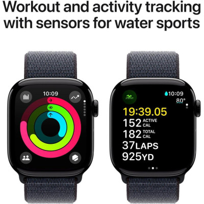 Apple Watch Series 10 GPS 42mm Jet Black Aluminum Case w. Ink Sport Loop (MWWG3)
