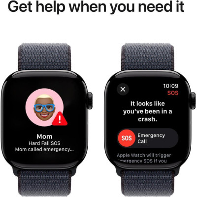 Apple Watch Series 10 GPS 42mm Jet Black Aluminum Case w. Ink Sport Loop (MWWG3)