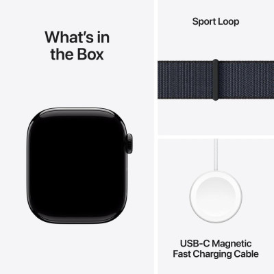 Apple Watch Series 10 GPS 42mm Jet Black Aluminum Case w. Ink Sport Loop (MWWG3)
