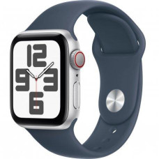 Apple Watch SE 2 GPS + Cellular 40mm Silver Aluminum Case with Storm Blue Sport Band - S/M (MRGH3)