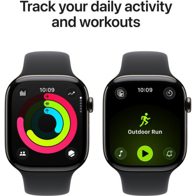 Apple Watch Series 11 GPS + Cellular 46mm Slate Tit. Case w. Black S. Band - M/L (MFD14)