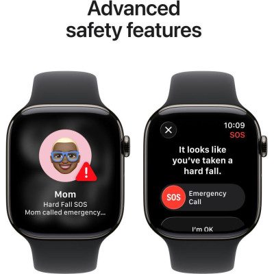 Apple Watch Series 11 GPS + Cellular 46mm Slate Tit. Case w. Black S. Band - M/L (MFD14)