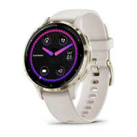 Garmin Venu 3s Soft Gold Stainless Steel Bezel with Ivory Case and Silicone Band (010-02785-54)