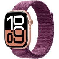 Apple Watch Series 10 GPS 46mm Rose Gold Aluminum Case w. Plum Sport Loop (MWWV3)