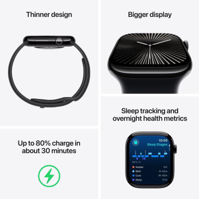 Apple Watch Series 10 GPS 46mm Rose Gold Aluminum Case w. Plum Sport Loop (MWWV3)