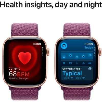 Apple Watch Series 10 GPS 46mm Rose Gold Aluminum Case w. Plum Sport Loop (MWWV3)