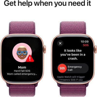 Apple Watch Series 10 GPS 46mm Rose Gold Aluminum Case w. Plum Sport Loop (MWWV3)