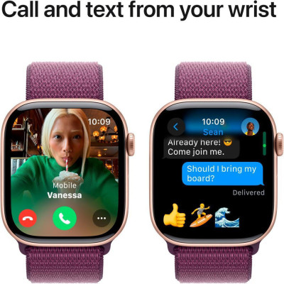 Apple Watch Series 10 GPS 46mm Rose Gold Aluminum Case w. Plum Sport Loop (MWWV3)