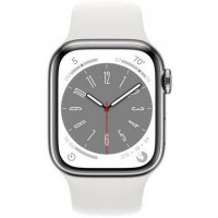 Apple Watch Series 8 GPS 45mm Silver Aluminum Case with White S. Band - S/M (MP6P3/MP6T3)