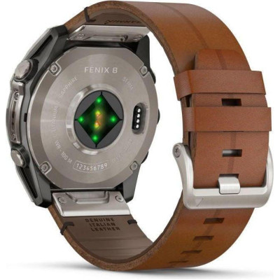 Garmin Fenix 8 51mm AMOLED Sapphire Carbon grey DLC w. Chestnut Leather Band (010-02905-40)