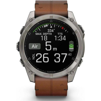 Garmin Fenix 8 51mm AMOLED Sapphire Carbon grey DLC w. Chestnut Leather Band (010-02905-40)