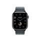 Apple Watch Hermes Series 9 GPS + Cellular, 41mm Space Black Stainless Steel Case with Denim/Noir Toile H Single Tour (MRQ53 + MTJH3)
