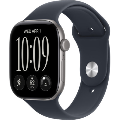 Apple Watch Series 12 GPS 46mm Space Gray Aluminum Case with Navy Blue Sport Band M/L (MJEJ4)