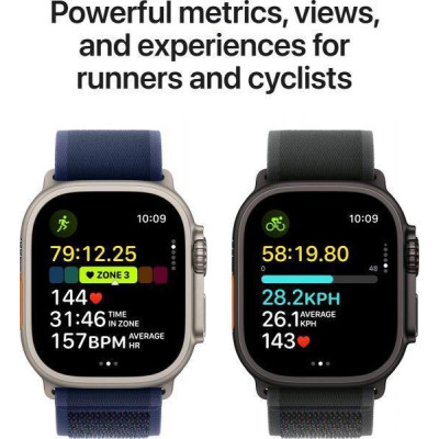 Apple Watch Ultra 2 GPS + Cellular 49mm Black Titan. Case w. Dark Green Alpine Loop - Medium (MX4R3)