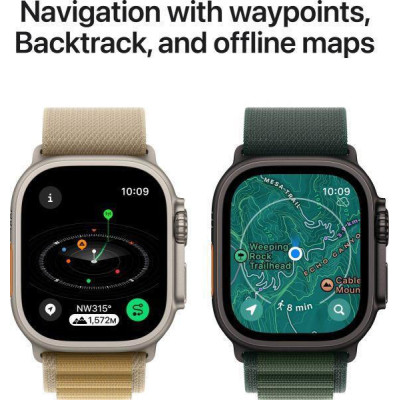 Apple Watch Ultra 2 GPS + Cellular 49mm Black Titan. Case w. Dark Green Alpine Loop - Medium (MX4R3)