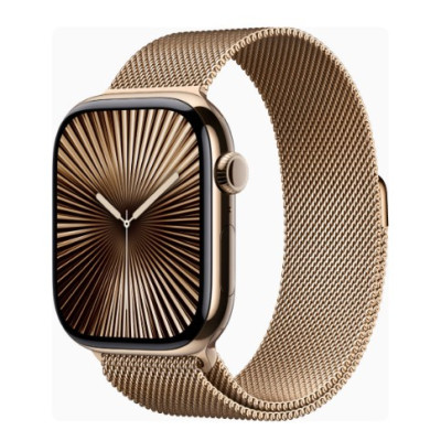 Apple Watch Series 10 GPS + Cellular 46mm Gold Titanium Case w. Gold Milanese Loop - S/M (MC7T4)