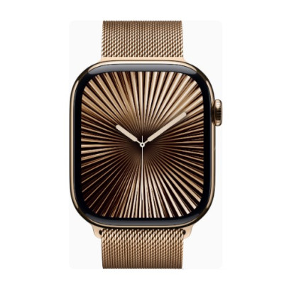 Apple Watch Series 10 GPS + Cellular 46mm Gold Titanium Case w. Gold Milanese Loop - S/M (MC7T4)