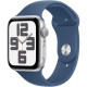 Apple Watch SE 2 GPS 44mm Silver Aluminium Case w. Denim Sport Band - S/M (MXEQ3)