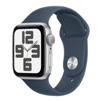 Apple Watch SE 2 GPS 44mm Silver Aluminium Case w. Denim Sport Band - S/M (MXEQ3)