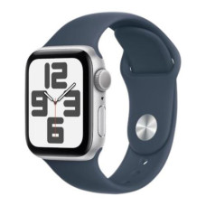 Apple Watch SE 2 GPS 44mm Silver Aluminium Case w. Denim Sport Band - S/M (MXEQ3)