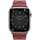Apple Watch Hermes Series 9 GPS + Cellular, 45mm Silver Stainless Steel Case with Rouge H Kilim Single Tour (MRQP3 + MTJ13)