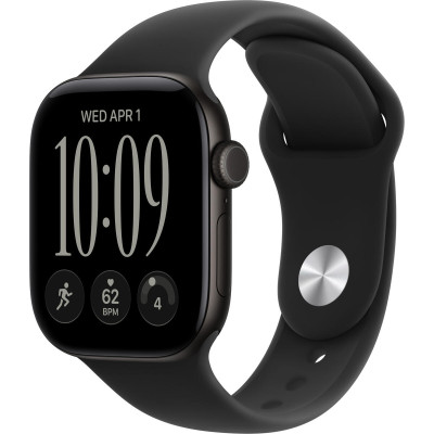 Apple Watch Series 12 GPS 42mm Black Aluminum Case with Black Sport Band S/M (MJEA4)