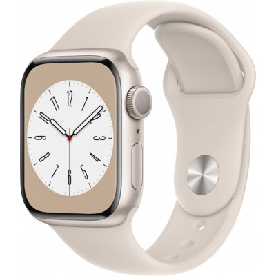Apple Watch Series 8 GPS 45mm Starlight Aluminum Case with Starlight Sport Band (MNP23, MNUQ3)