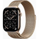 Apple Watch Series 11 GPS + Cellular 46mm Gold Tit. Case w. Gold Milanese Loop - S/M (MFD74)
