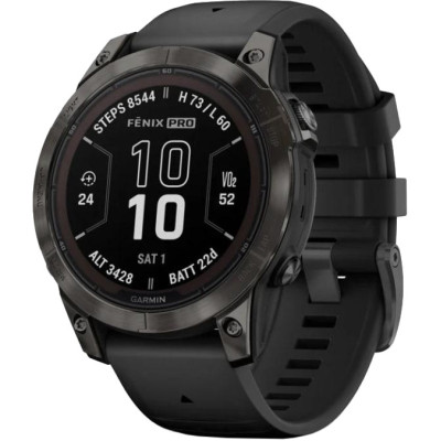 Garmin Fenix 7S Pro Solar Carbon Gray with Black Silicone (010-02776-54)