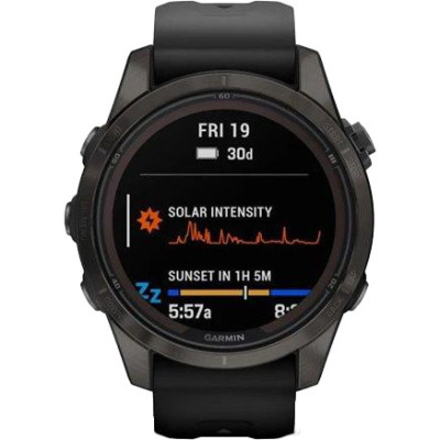 Garmin Fenix 7S Pro Solar Carbon Gray with Black Silicone (010-02776-54)