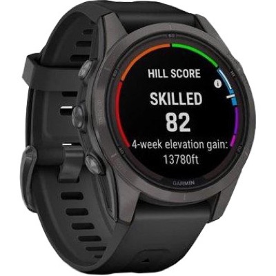 Garmin Fenix 7S Pro Solar Carbon Gray with Black Silicone (010-02776-54)