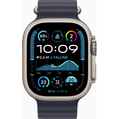 Apple Watch Ultra 2 GPS + Cellular 49mm Natural Titanium Case w. Navy Ocean Band (MX4D3)