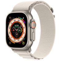 Apple Watch Ultra GPS + Cellular 49mm Titanium Case with Starlight Alpine Loop - Large MQFD3
