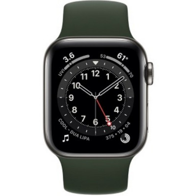 Apple Watch Series 6 GPS + Cellular 44mm Gold Stainless Steel Case w. Cyprus Green Sport B. (M07N3/M09F3)