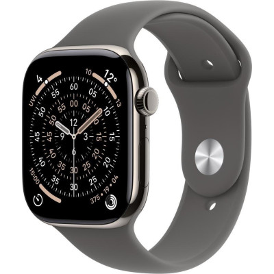 Apple Watch Series 11 GPS + Cellular 46mm Natural Titanium Case с Stone Grey Sport Band - M/L (MFCX4)