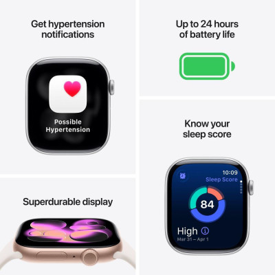 Apple Watch Series 11 GPS + Cellular 46mm Natural Titanium Case с Stone Grey Sport Band - M/L (MFCX4)