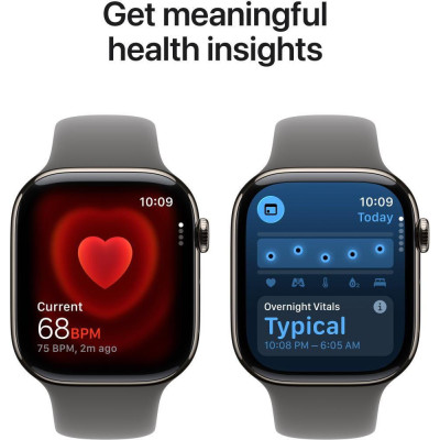Apple Watch Series 11 GPS + Cellular 46mm Natural Titanium Case с Stone Grey Sport Band - M/L (MFCX4)