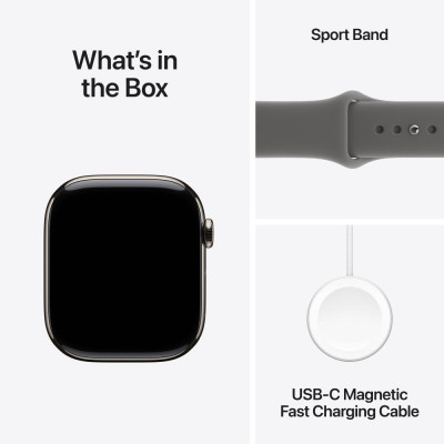 Apple Watch Series 11 GPS + Cellular 46mm Natural Titanium Case с Stone Grey Sport Band - M/L (MFCX4)